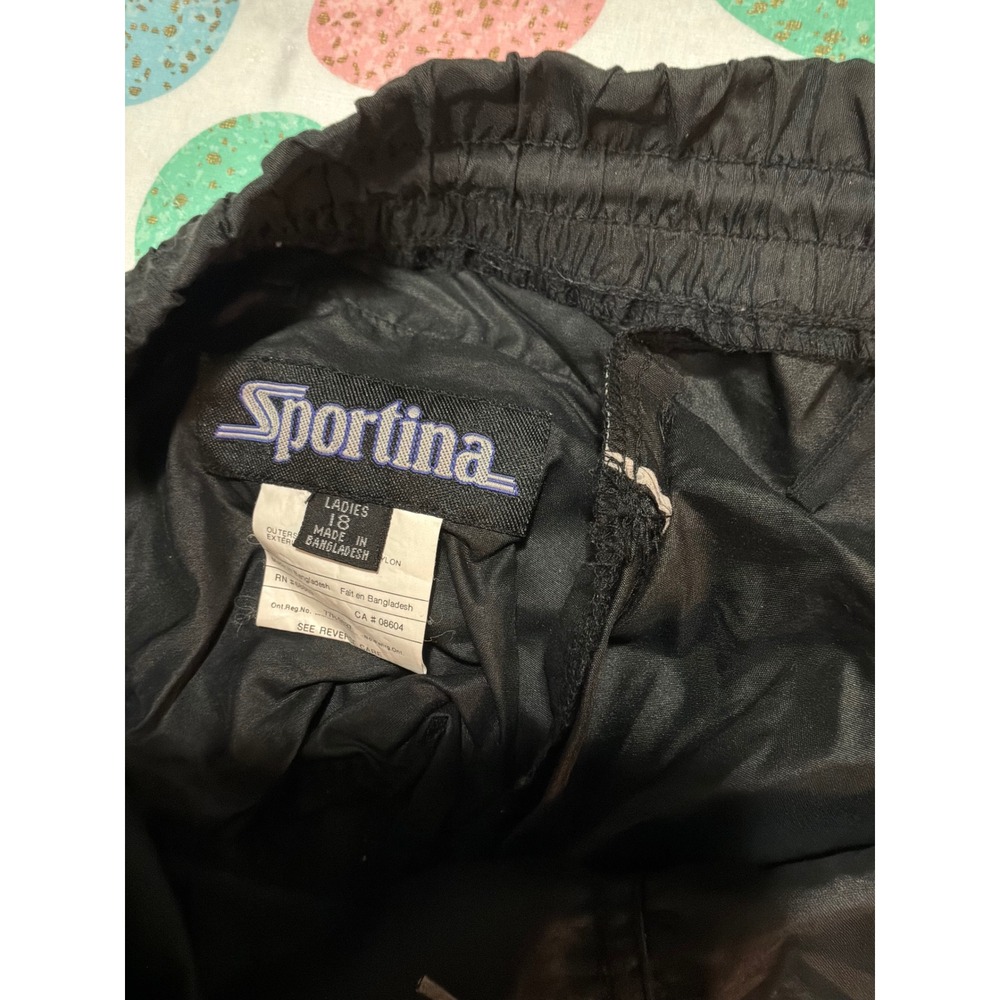 Sportina Vintage Black Nylon Track Pants Ladies 18 Ankle Zip‎ Joggers Athletic - Picture 2 of 4